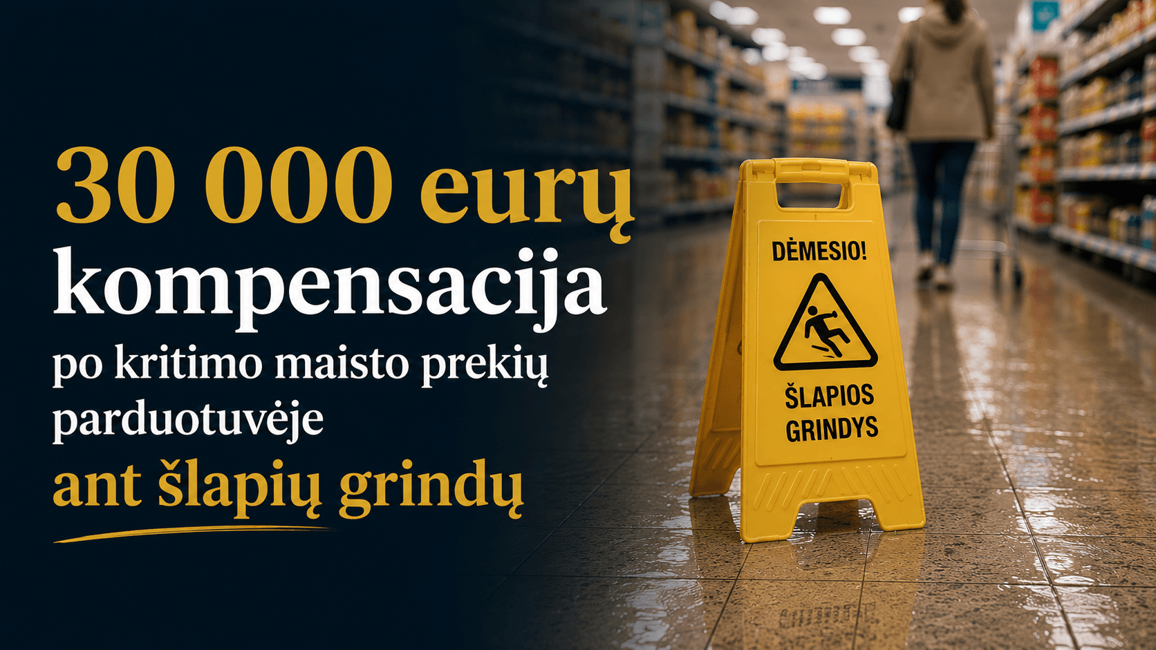 30 000 eurų kompensacija po kritimo maisto prekių parduotuvėje ant šlapių grindų